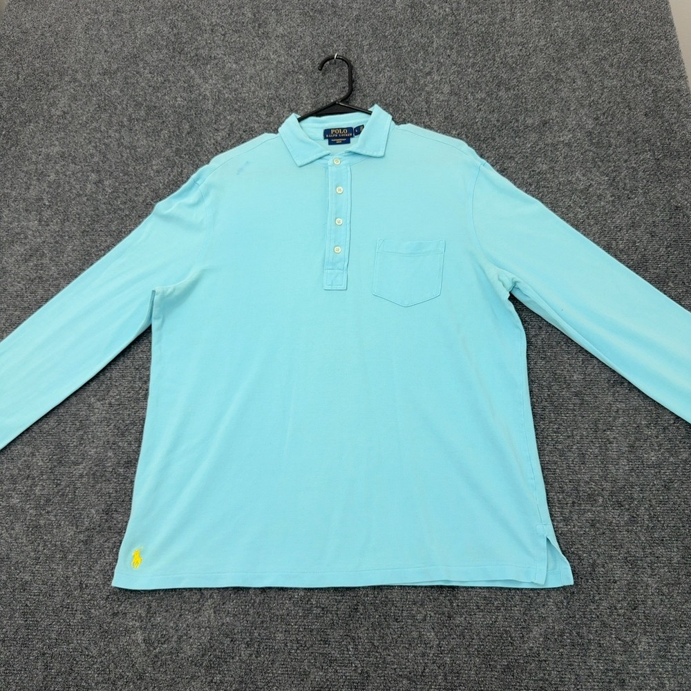 Polo Ralph Lauren Polo Shirt Mens L Blue Cotton Featherweight Mesh Classic Style